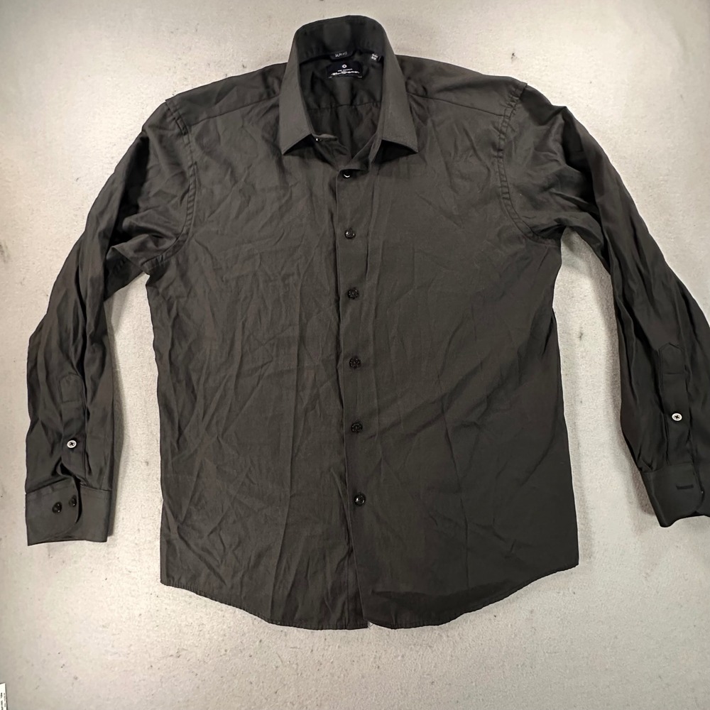 Ben Sherman Mens Slim Fit Long Sleeve Button Down Shirt Black L 16-16.5 32-33